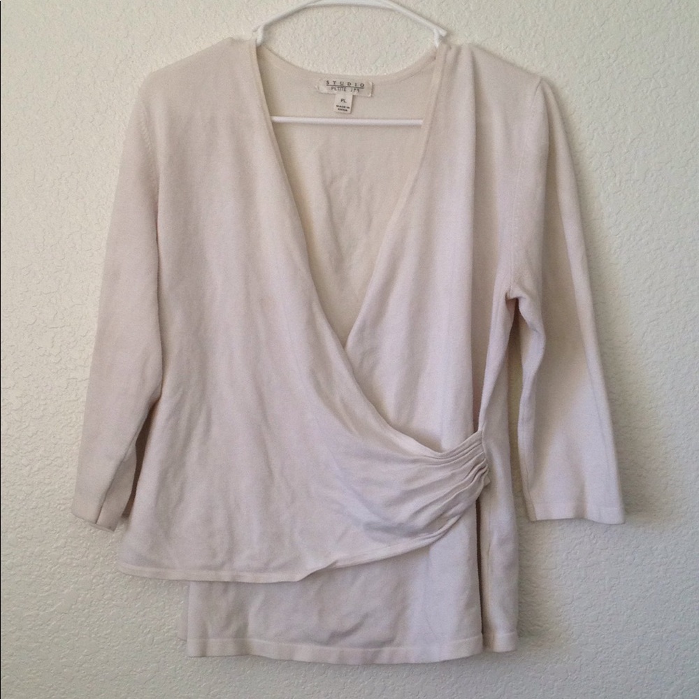 FINAL MARKDOWN Ladies' Studio Gathered Surplice Front Top lp
